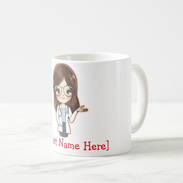 Maßgeschneiderte weibliche Ärztin, ich bin Arzt Kaffeetasse (VorderseiteRechts)