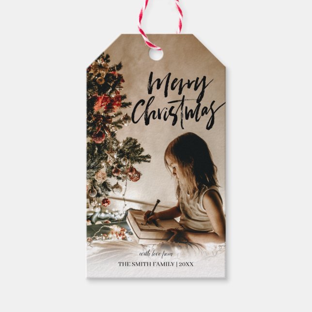Maßgeschneiderte Weihnachten | Foto hinzufügen Geschenkanhänger (Vorderseite)