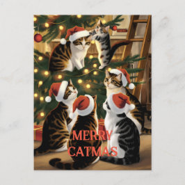 Maßgeschneiderte Weihnachtskätzchen Niedlich Vinta Postkarte