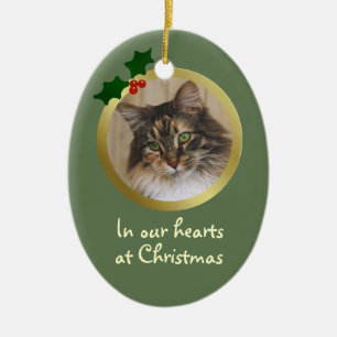 Maßgeschneiderte Weihnachtskatzen-Gedenkstätte Keramik Ornament