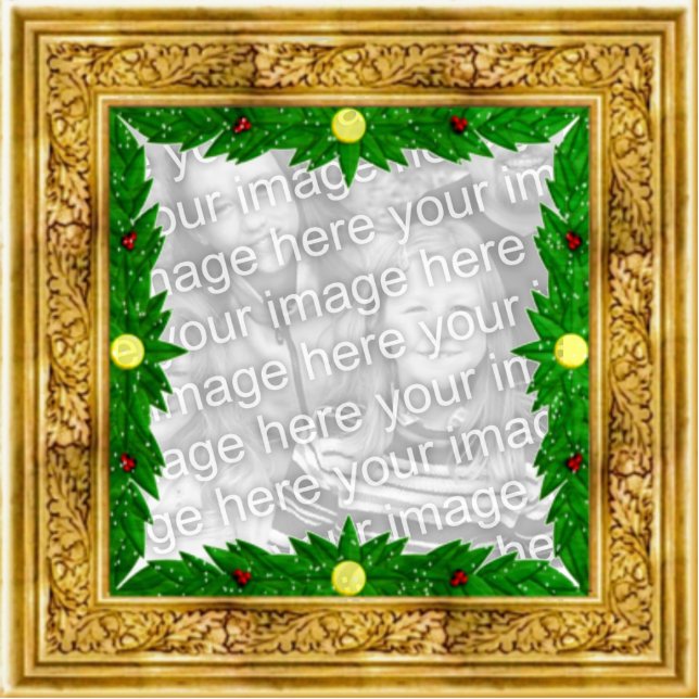 Maßgeschneiderte Weihnachtsschmuck im Golden Frame Freistehende Fotoskulptur (Vorne)