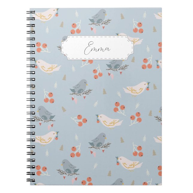Maßgeschneiderte Weihnachtsvögel Nahtloses Muster Notizblock (Vorderseite)