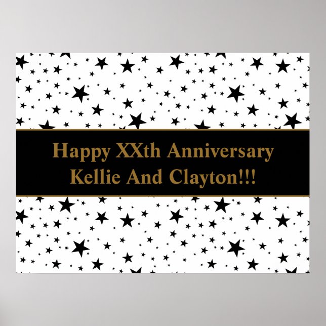 Maßgeschneiderte Weiß-/Schwarz-Sterne mit Nachrich Poster (Vorne)