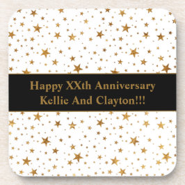 Maßgeschneiderte White/Gold Stars mit Jubiläum der Getränkeuntersetzer