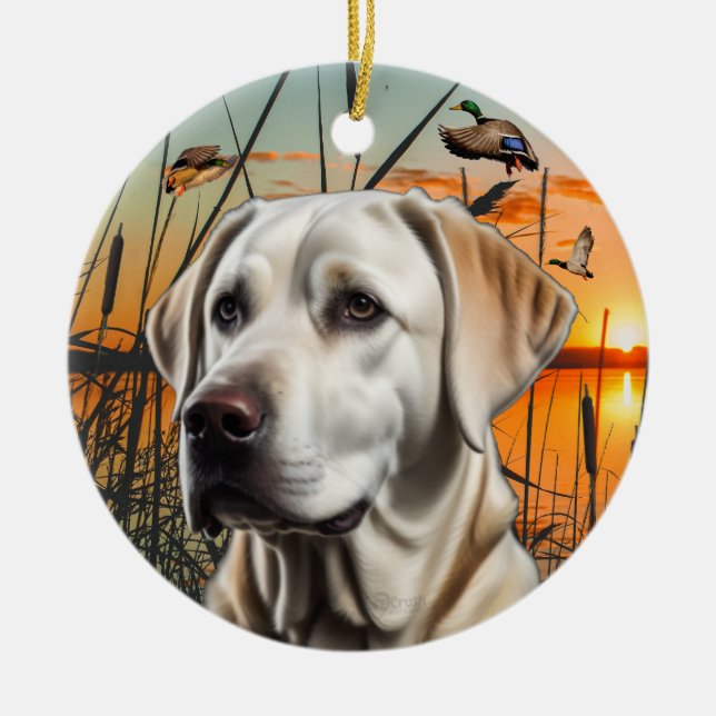 Maßgeschneiderte White Labrador Ornament (Vorne)
