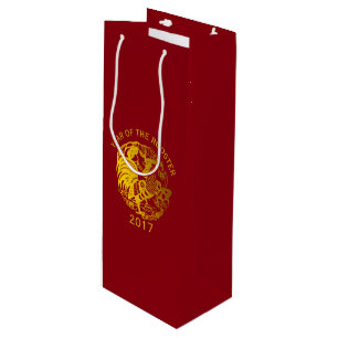 Maßgeschneiderte Zodiac 2017 Rooster Year Wine Bag Geschenktüte Für Weinflaschen