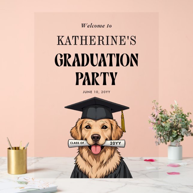 Maßgeschneiderter Abschluss Niedlich Golden Retrie Acrylschild (Hochzeit)