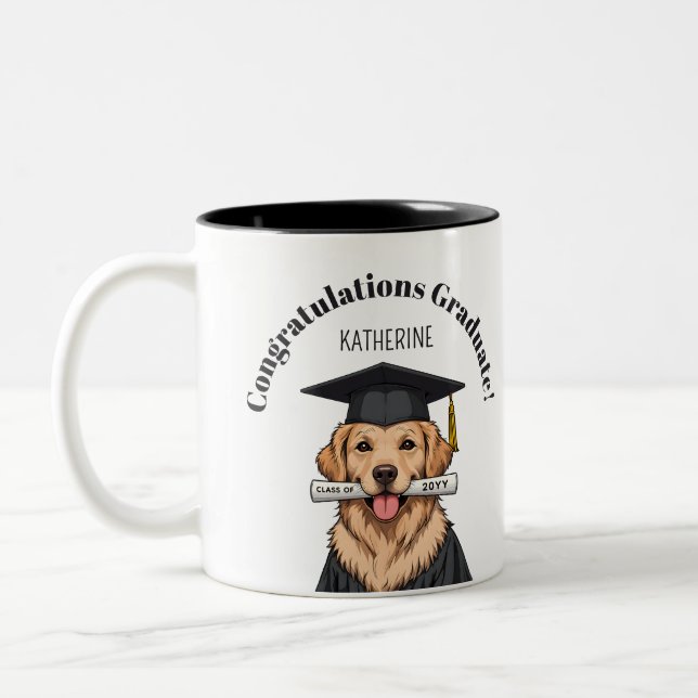 Maßgeschneiderter Abschluss Niedlich Golden Retrie Zweifarbige Tasse (Links)