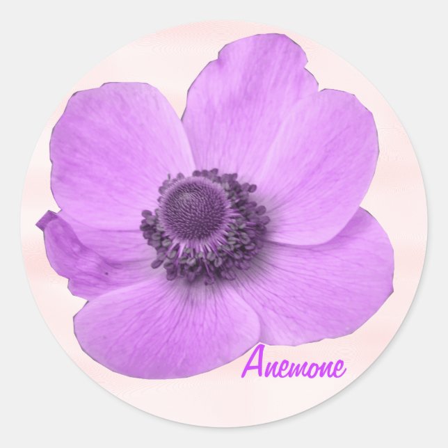 Maßgeschneiderter Anemonenaufkleber für Giralrosa Runder Aufkleber (Vorderseite)