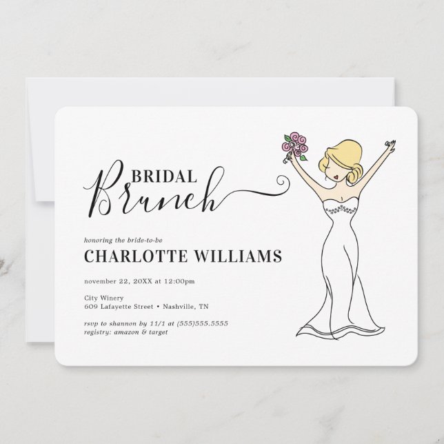 Maßgeschneiderter Avatar Bridal Brunch| Hufaufstan Einladung (Vorderseite)