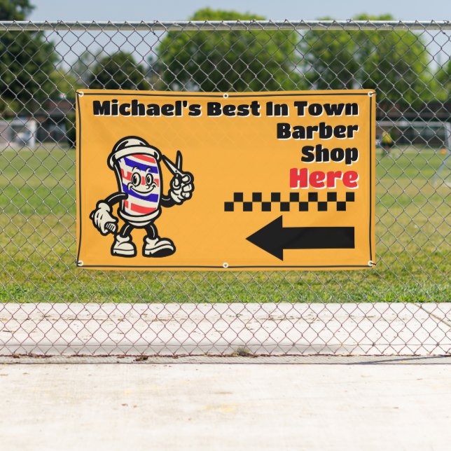 Maßgeschneiderter Barbershop hier Pfeil abbiegen V Banner (Insitu)