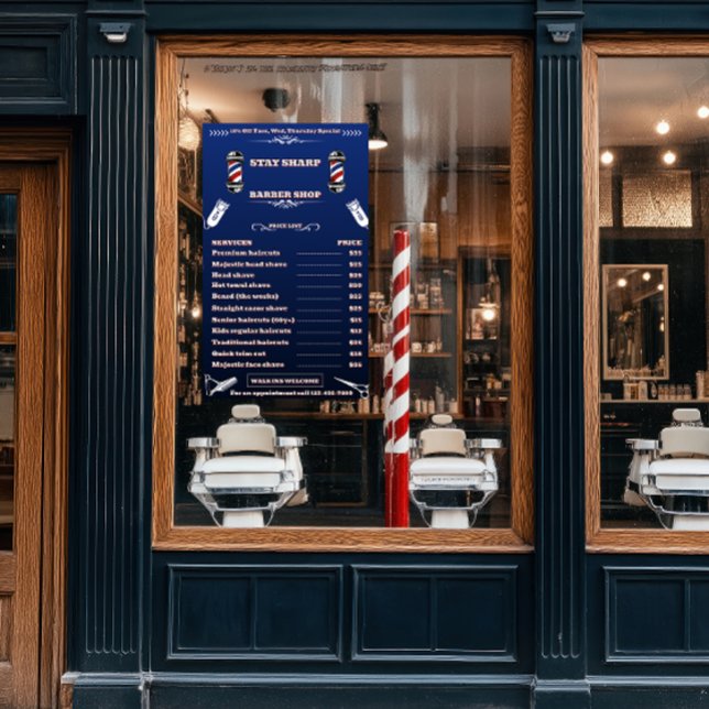 Maßgeschneiderter Barbershop Sehr detaillierte Pre Fensteraufkleber (Von Creator hochgeladen)