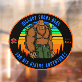 Maßgeschneiderter Bigfoot Wandershop für Sportarti Fensteraufkleber