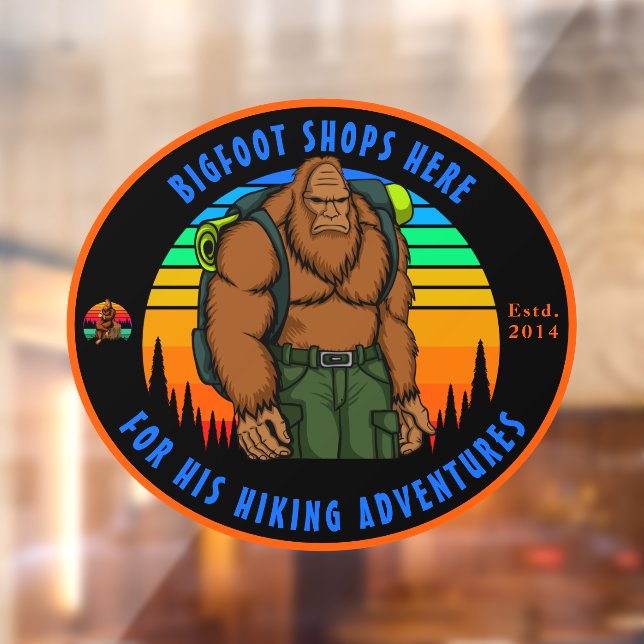 Maßgeschneiderter Bigfoot Wandershop für Sportarti Fensteraufkleber (Blatt 2)