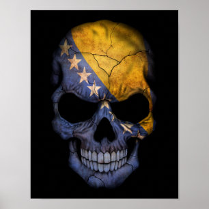 Maßgeschneiderter bosnischer Flaggenschädel Poster