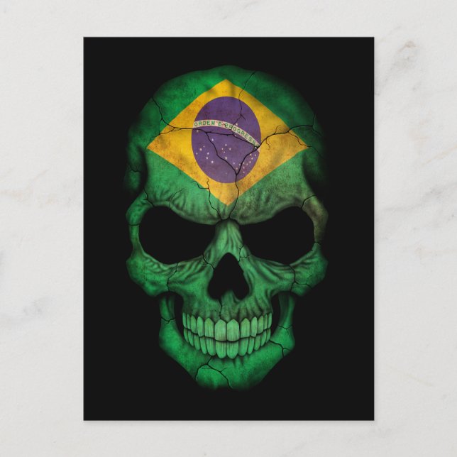 Maßgeschneiderter brasilianischer Flaggenschädel Postkarte (Vorderseite)