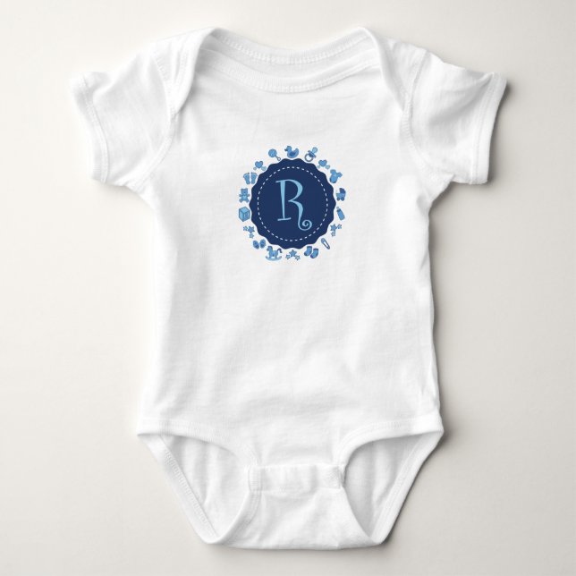 Maßgeschneiderter Buchstabe "R" Baby Strampler (Vorderseite)