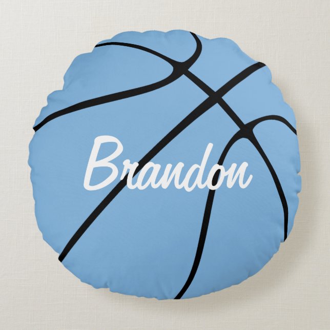 Maßgeschneiderter Carolina Blue Basketball Round T Rundes Kissen (Vorderseite)