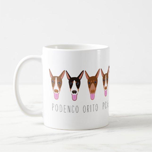 Maßgeschneiderter Cartoon Podenco Orito Dog Kaffeetasse (Links)