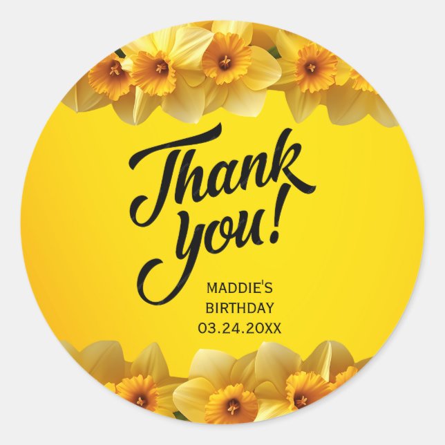 Maßgeschneiderter Daffodil März Geburtstag Blume G Runder Aufkleber (Vorderseite)