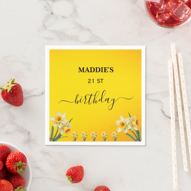 Maßgeschneiderter Daffodil März Geburtstag Blume G Serviette (Beispiel)