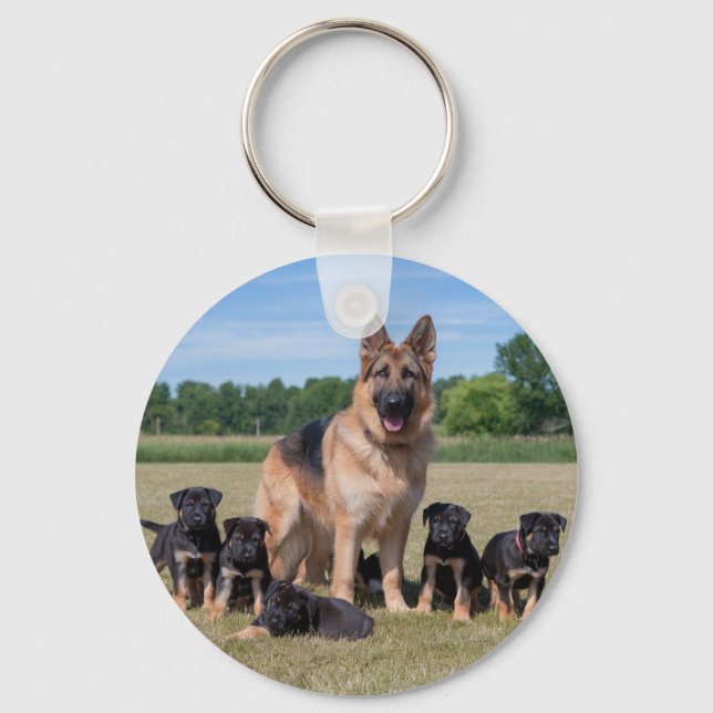 Maßgeschneiderter Deutscher Hirte mit Adorable Wel Schlüsselanhänger (Vorderseite)