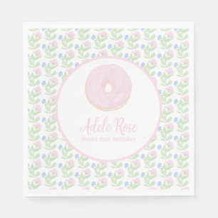 Maßgeschneiderter Donut Sweet First Geburtstag Serviette