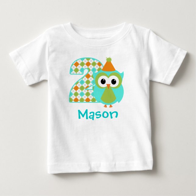 Maßgeschneiderter Eule Boy Zweites Shirt 2 Jahre (Vorderseite)