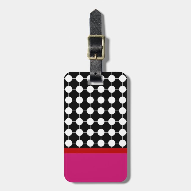 Maßgeschneiderter Farbblock Polka Dot Gepäckanhäng Gepäckanhänger (Vorderseite vertikal)