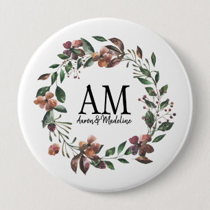 Maßgeschneiderter Floral Monogram Edens Garden Button