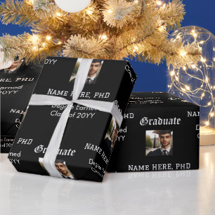 Maßgeschneiderter Foto-Klassengrad für Schwarz/Wei Geschenkpapier