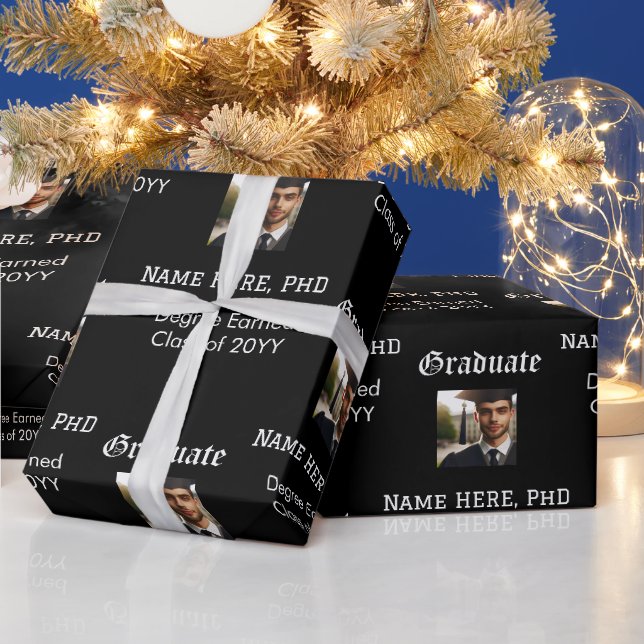 Maßgeschneiderter Foto-Klassengrad für Schwarz/Wei Geschenkpapier (Feiertage)