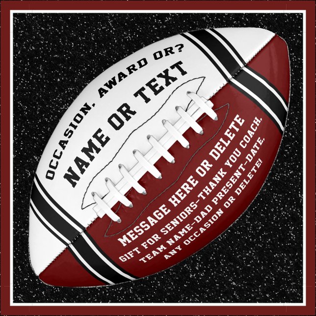 Maßgeschneiderter Fußball, FARBEN, PERSONALISIERT Football (Unique gifts for football coaches. Personalized Football Balls. Maroon, Gifts for Football Seniors.)