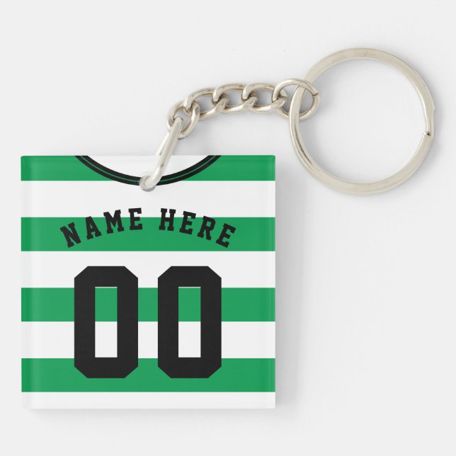 Maßgeschneiderter Fußball-Jersey-Keyring, grüne St Schlüsselanhänger (Rückseite)