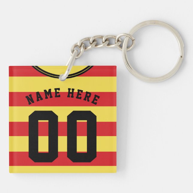 Maßgeschneiderter Fußball-Jersey-Keyring, rote Str Schlüsselanhänger (Rückseite)
