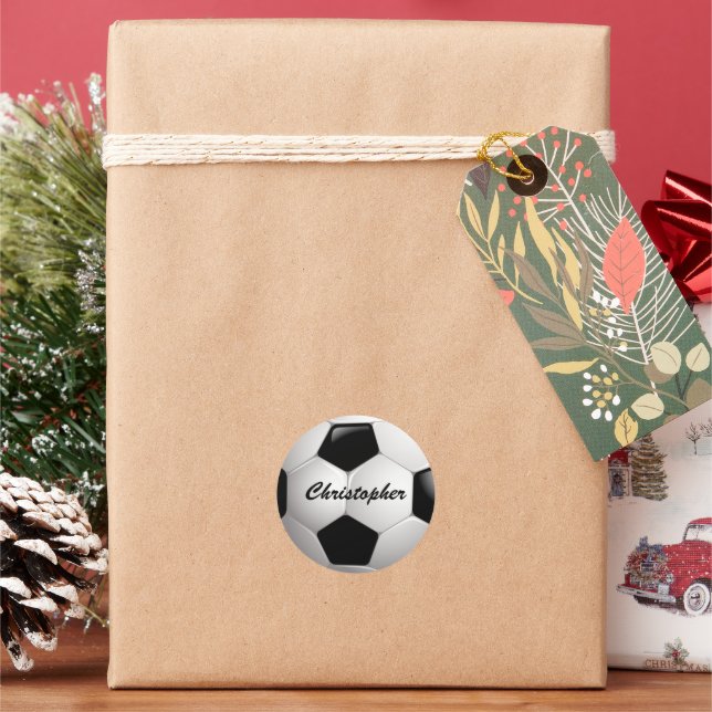 Maßgeschneiderter Fußballball Runder Aufkleber (Feiertag)