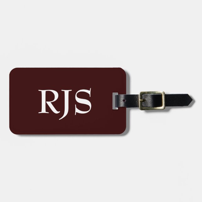 Maßgeschneiderter Gepäckanhänger, Monogramm, braun Gepäckanhänger (Vorderseite horizontal)