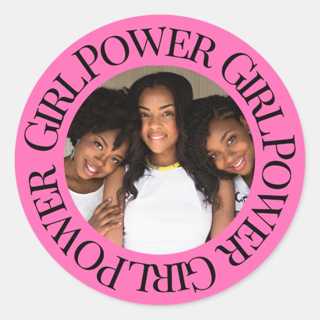 Maßgeschneiderter Girl-Power Runder Aufkleber (Vorderseite)