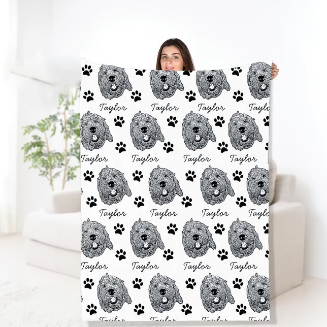 Maßgeschneiderter Goldendoodle Hund Personalisiert Fleecedecke (Von Creator hochgeladen)
