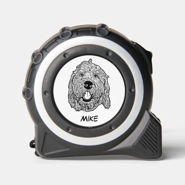 Maßgeschneiderter Goldendoodle Hund Personalisiert Maßband (Vorderseite)