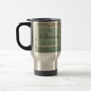 Maßgeschneiderter Goldstaub auf Sea Green Reisebecher