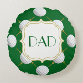 Maßgeschneiderter Golf Ball und T-Shirts auf Green Rundes Kissen