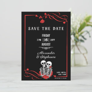 Maßgeschneiderter Gothic Skull & Rose Save The Date