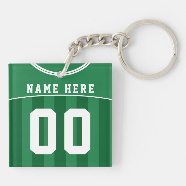 Maßgeschneiderter Green Soccer Jersey Keyring, Foo Schlüsselanhänger (Rückseite)