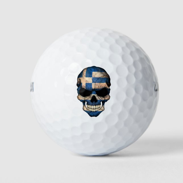 Maßgeschneiderter griechischer Flag-Schädel Golfball (Vorderseite)