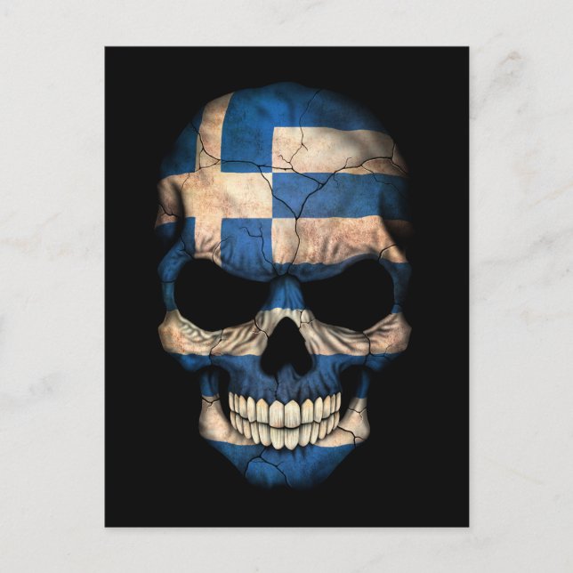 Maßgeschneiderter griechischer Flag-Schädel Postkarte (Vorderseite)