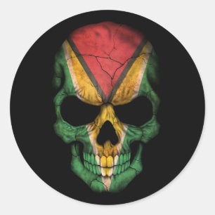 Maßgeschneiderter Guyana Flag Skull Runder Aufkleber