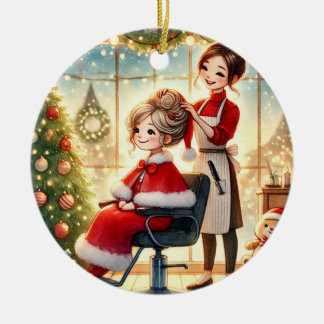 Maßgeschneiderter Haartrockner mit Frau Claus Weih Keramik Ornament