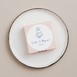 Maßgeschneiderter handgeschriebener französischer  runder aufkleber<br><div class="desc">Vintager handgeschriebener französischer Blue Doodle Wedding Cake Classic Round Sticker</div>