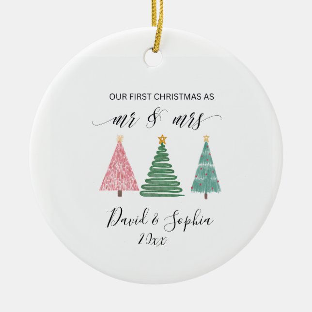 maßgeschneiderter, handgezeichnet Weihnachtsbaum Keramik Ornament (Vorne)